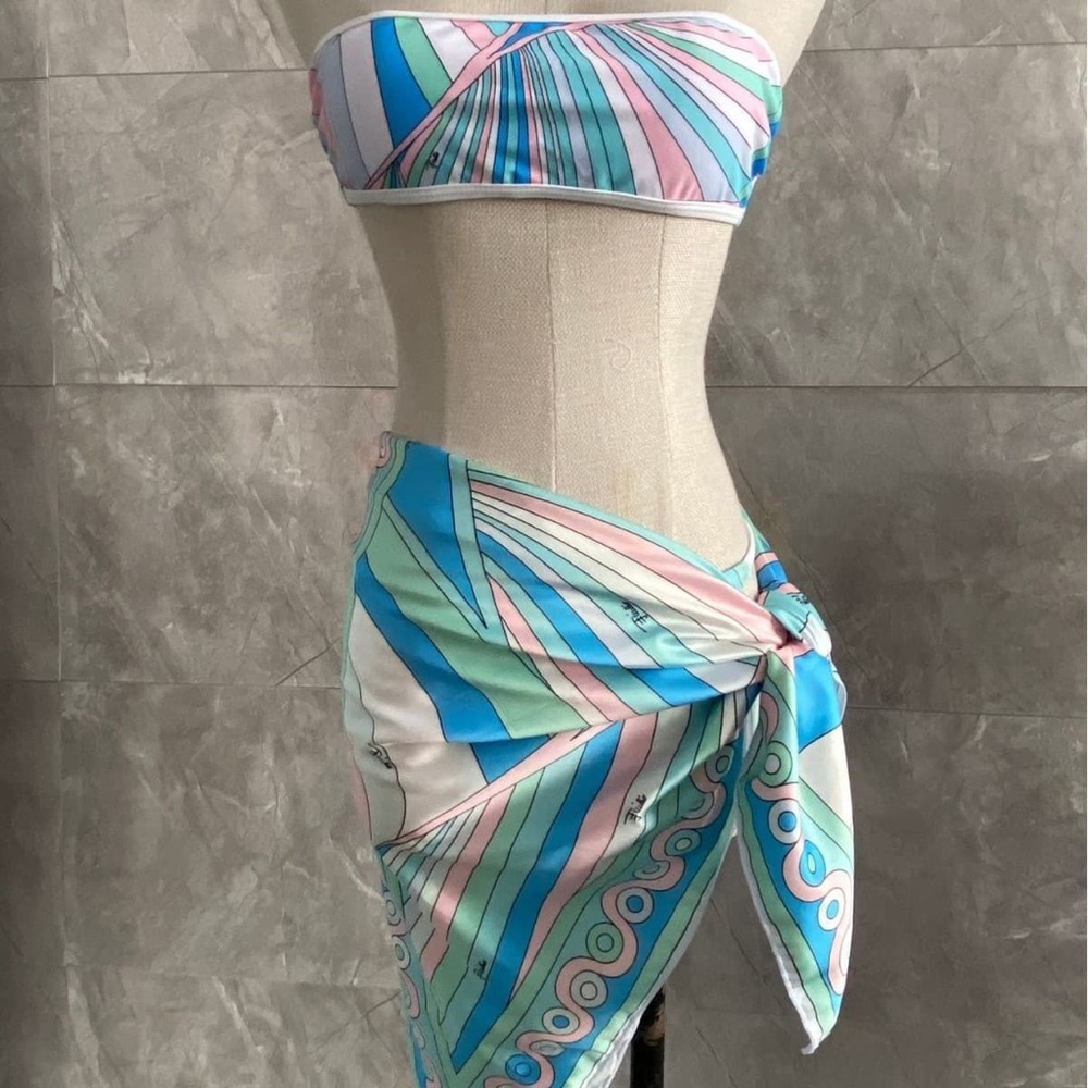 Emilio Pucci Blue Split Bikini Swimsuit - Picture 3 of 4